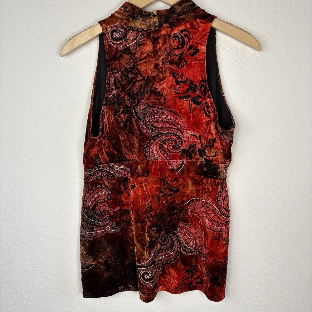 Vtg Y2K Inc Size L Babydoll Tank Top Velvet Whimsy Goth Fairy Grunge Paisley 90s - Picture 4 of 4